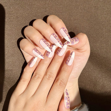 OPOOLA Almond Press on Nails Medium,OPOOLA Rainbow Jelly Soft Gel Fake Nails for Women Fit Natural,  Stick on Nails Reusable, 24pcs False Nails with Design Glue Art Kit